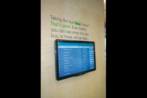 M&S Sheffield electronic bus timetable